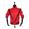 Rare MJ Red THRILLER Leather Jacket Men Gothic Party Style Fashion Jacket 